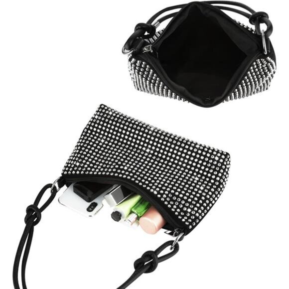 Sparkly Rhinestone Clutch Purse Bling Evening Shoulder Crossbody Bag for Party - Picture 3 of 7